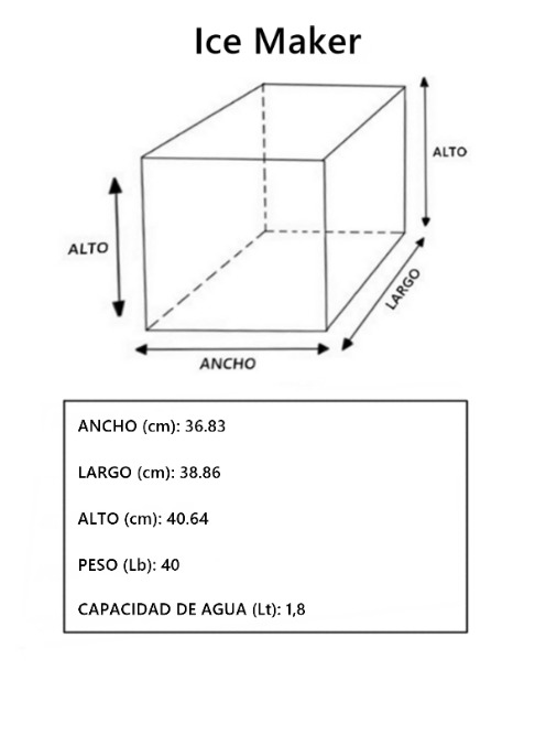 Dimensiones fisicas de Máquina de hacer hielo - S20 (2 a 3 lbs/h)
