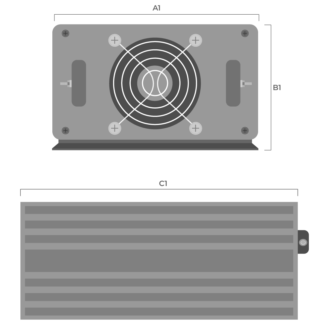 Dimensiones fisicas de Inversor Off Grid Solar Pro 6000W 48V