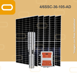 [Sis-25-282-AD-4/6SSC-36-105-530-5500-PM615W] Sistema Bomba Solar Sumergible 4/6HSSC-36-105-AD