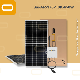 [Sis-AR-176-1.0K-650W] Sistema atado a la red Autoinstalable Modular 176 kWh al mes / 1K - 650W