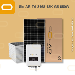 [Sis-AR-Tri-3168-18K-G5-650W] Sistema atado a la red Trifásico 3168 kWh al mes / 18K-G5-650W