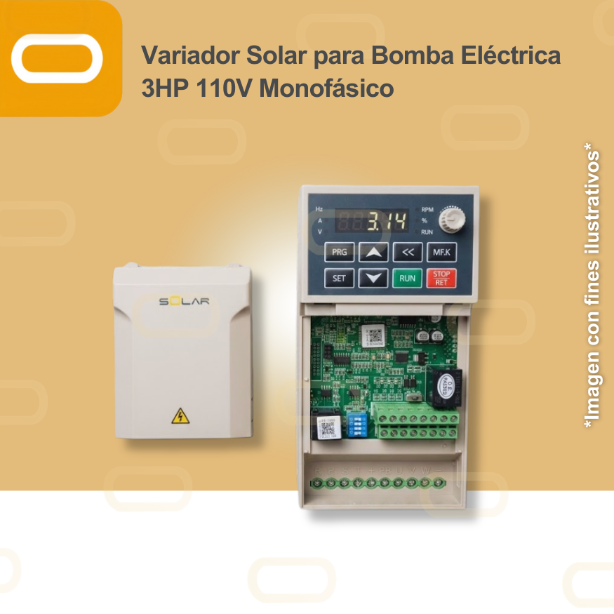 Variador Solar para Bomba Eléctrica de 3HP de voltaje 110V Monofásico