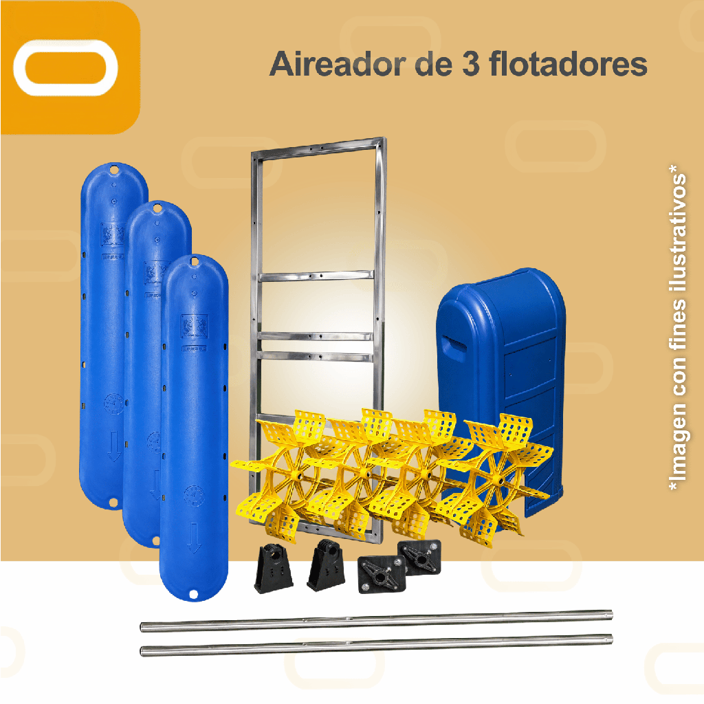 Aireador Solar para Piscicultura de 3 flotadores