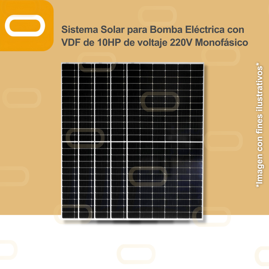 Sistema Solar para Bomba Eléctrica con VDF de 10HP de voltaje 220V Monofásico
