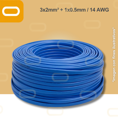 Cable Sumergible 3x2mm+1x0.5mm / 14 AWG
