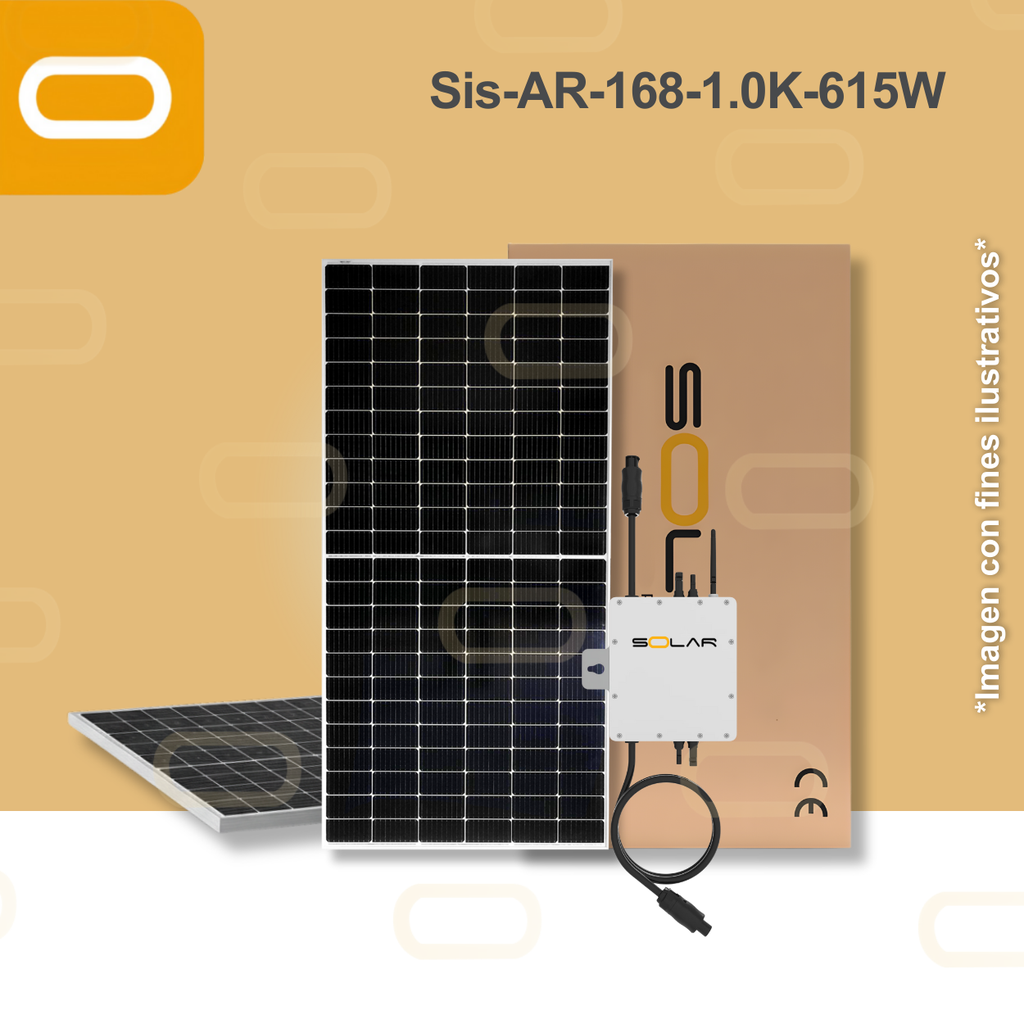 Sistema atado a la red 168 kWh al mes / 1K - 615W