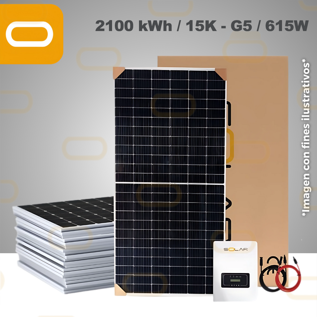Sistema atado a la red Trifásico 2100 kWh al mes / 15K-G5-615W