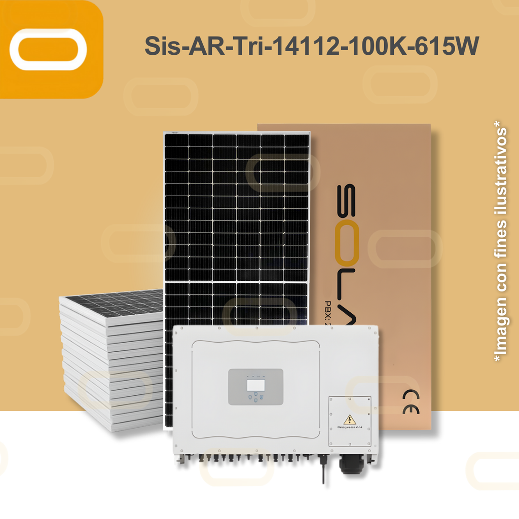 Sistema atado a la red Trifásico 14112 kWh al mes / 100K-615W