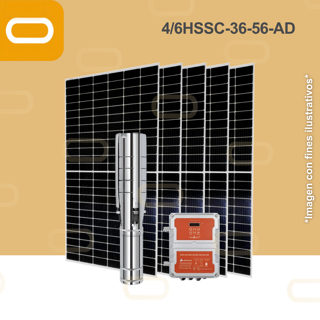 Sistema Bomba Solar Sumergible 4/6HSSC-36-56-AD-615W