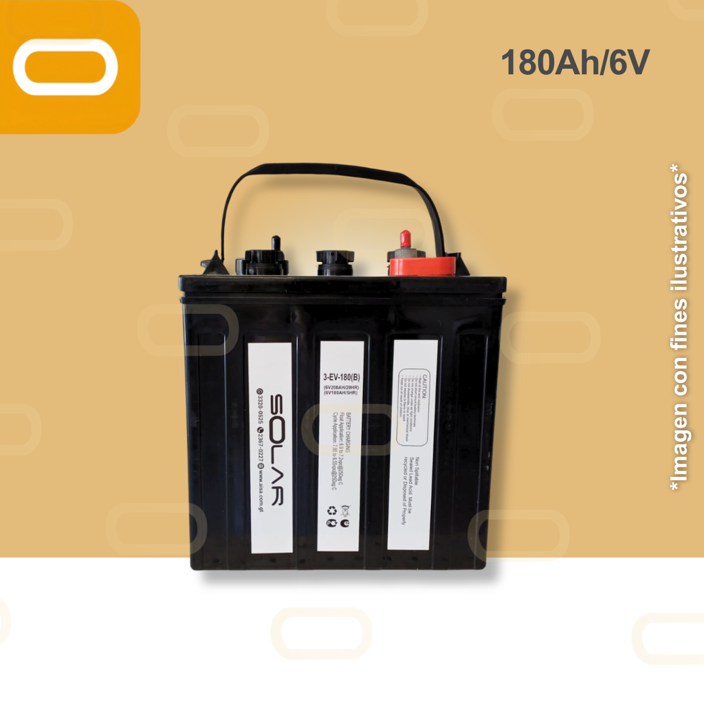 Batería de Ácido plomo líquido 180Ah 6V