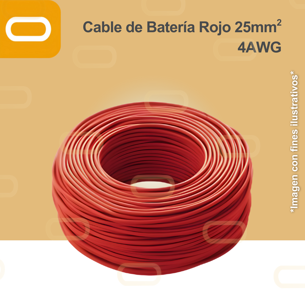 Cable de Batería 25mm²  Rojo / 4AWG