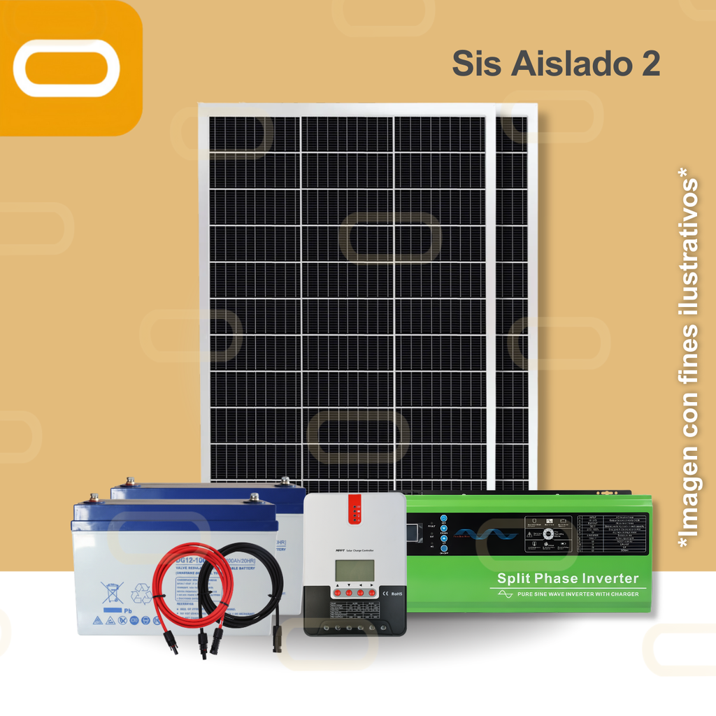Sistema Aislado 2 kWh al día 330W Salida 240V AC