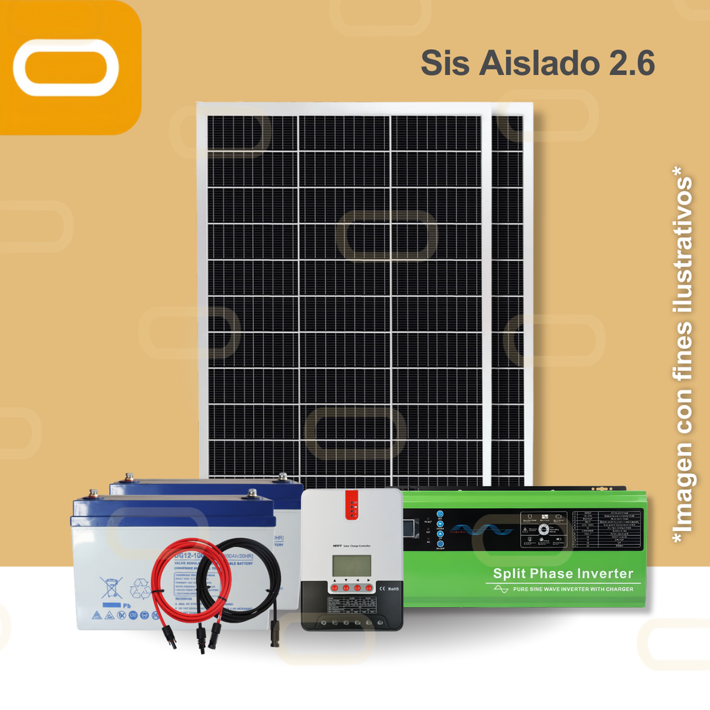 Sistema Aislado 2.6 kWh al día 615W Salida 240V AC