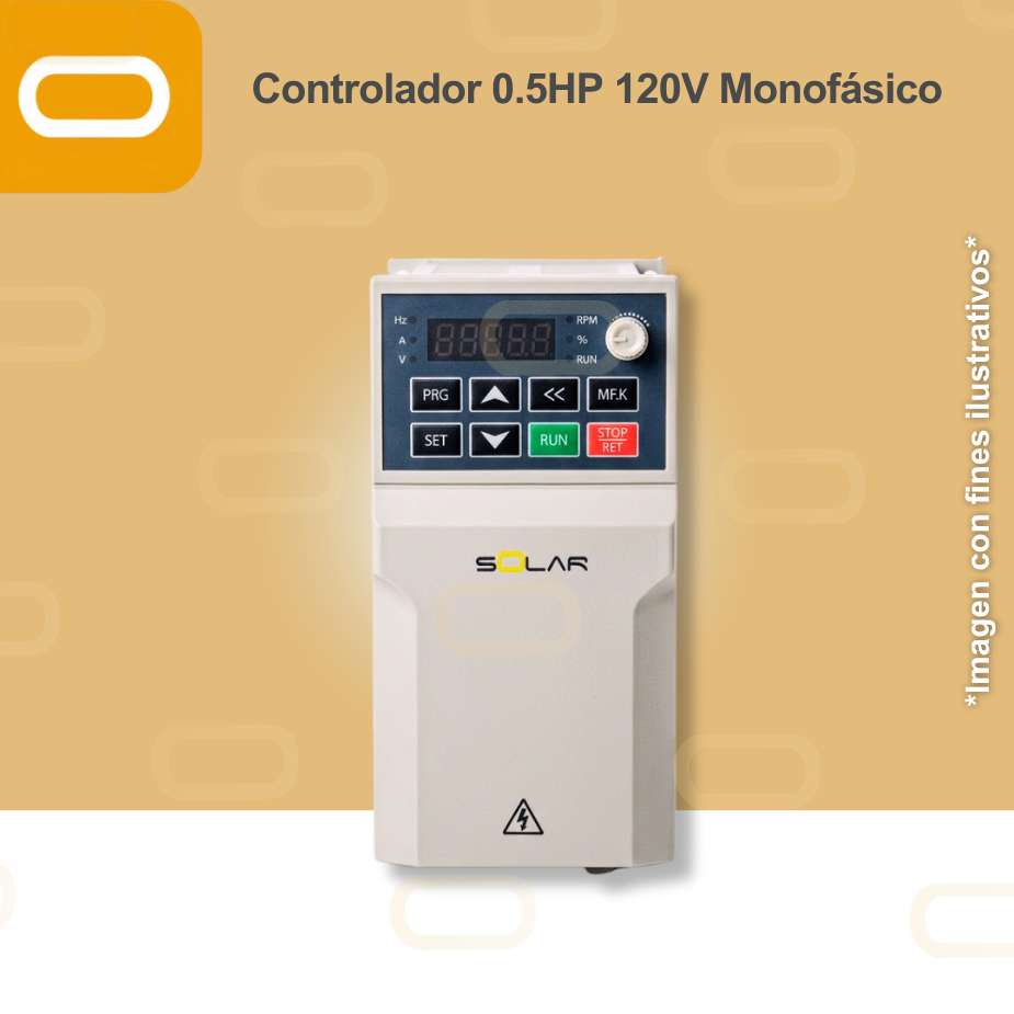 Controlador Solar para bomba de 0.5HP de voltaje 120V Monofásico