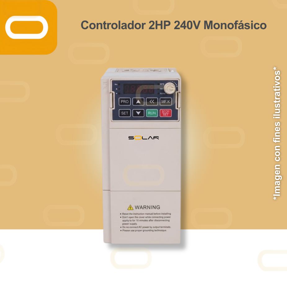 Controlador Solar para bomba de 2HP de voltaje 240V Monofásico