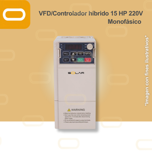 Variador de Frecuencia / Controlador Híbrido para bomba AC de 15HP de voltaje 220V Monofásico