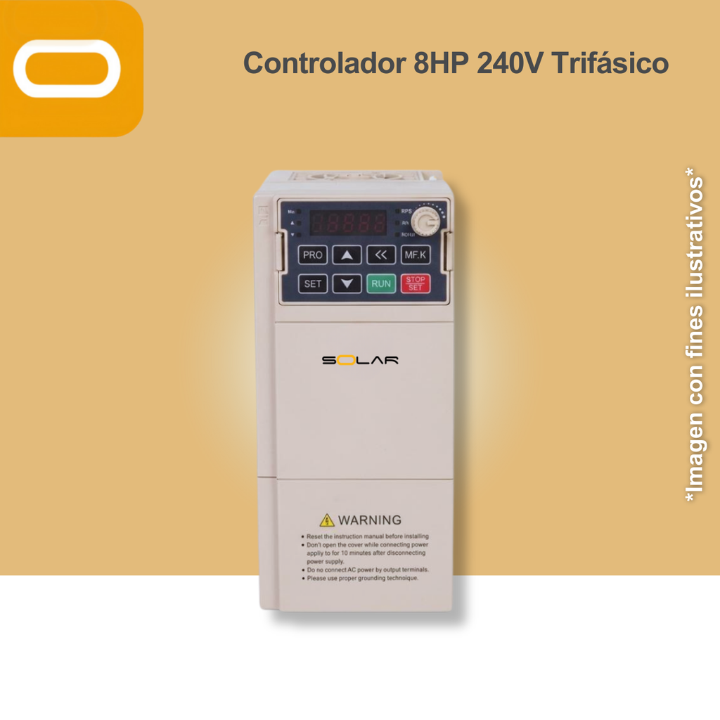 Controlador Solar para bomba de 8HP de voltaje 240V Monofásico