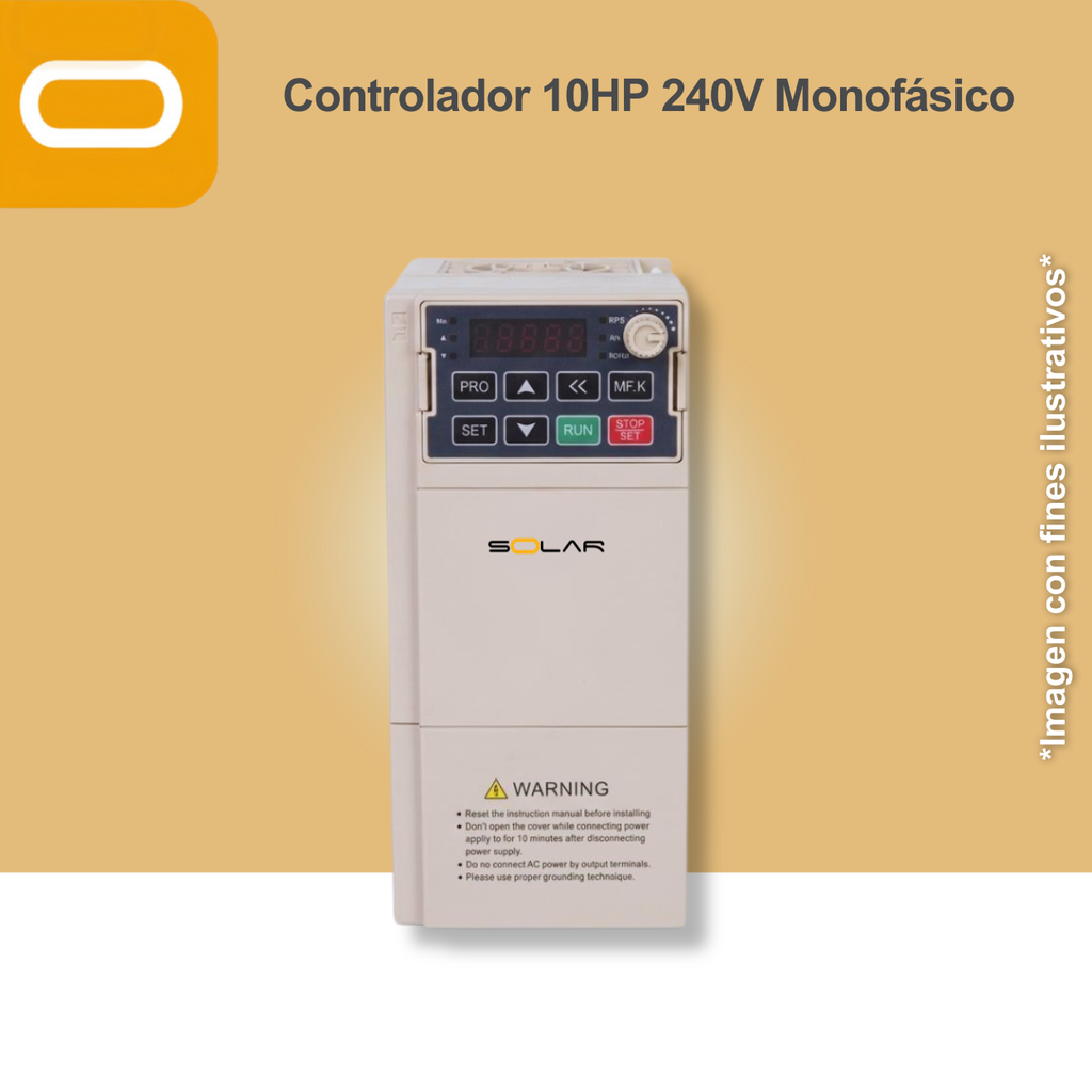 Controlador Solar para bomba de 10HP de voltaje 240V Monofásico