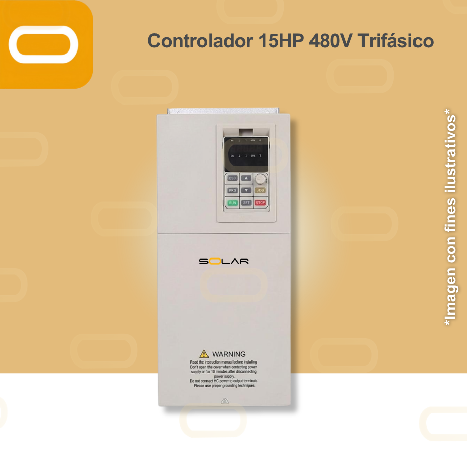 Controlador Solar para bomba de 15HP de voltaje 480V Trifásico