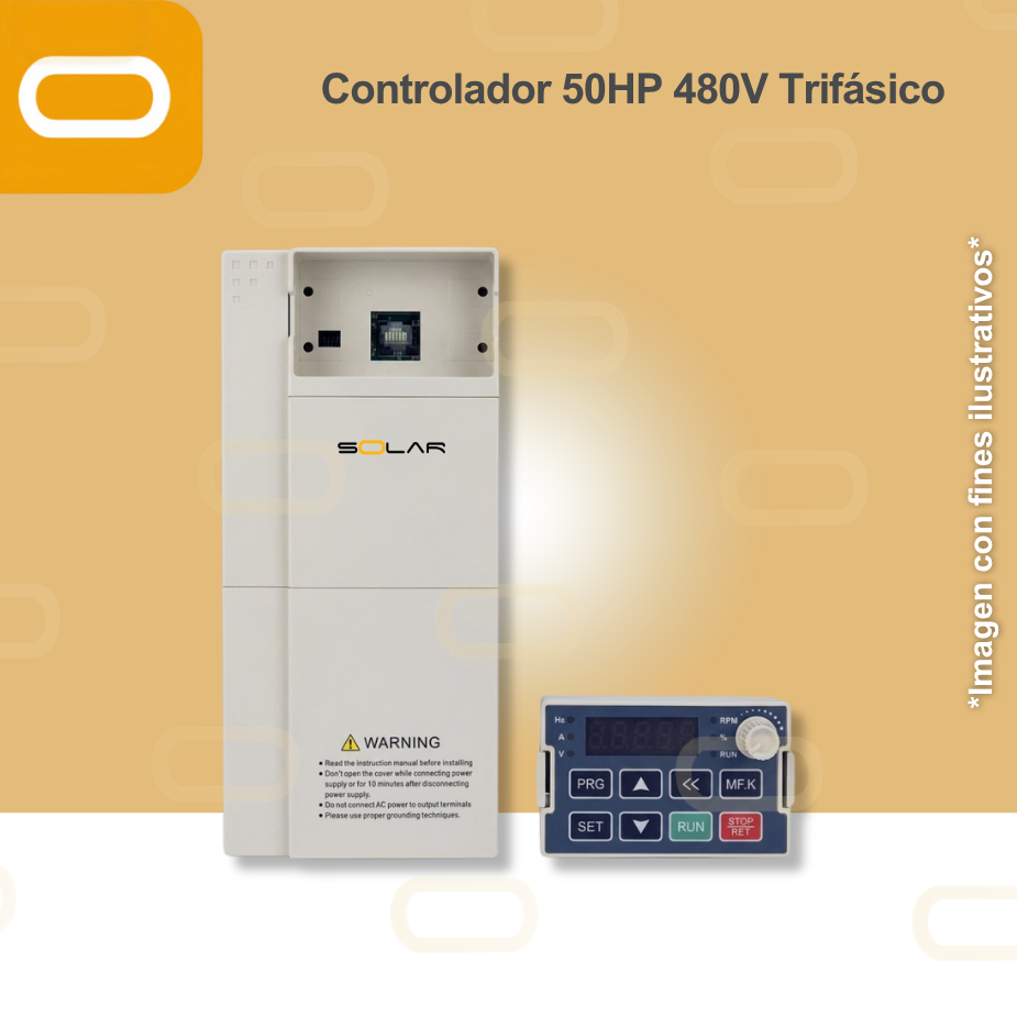 Controlador Solar para bomba de 50HP de voltaje 480V Trifásico