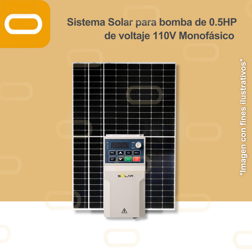 Sistema Solar para Bomba Eléctrica con VDF de 0.5HP de voltaje 110V Monofásico