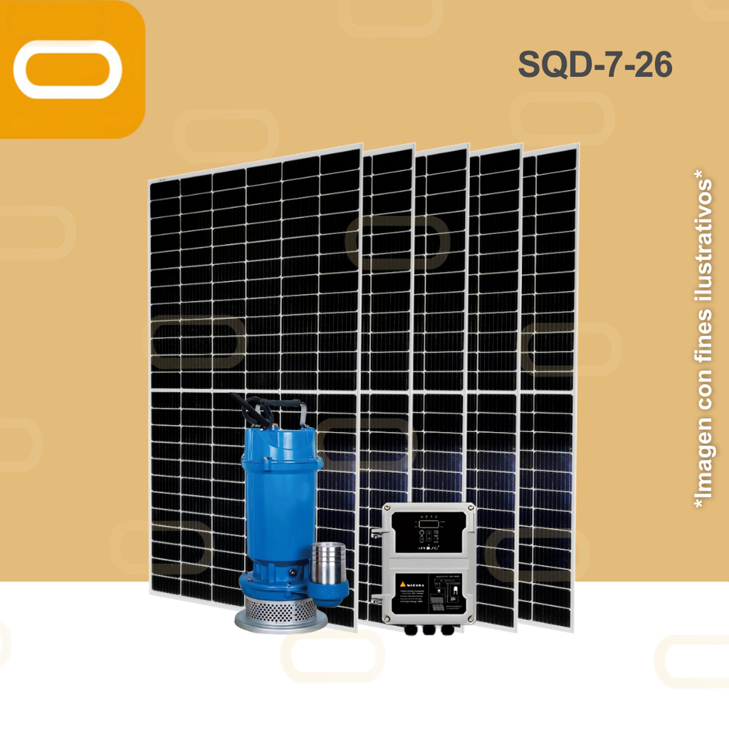 Sistema Bomba Solar Sumergible de caudal SQD-7-26-200W
