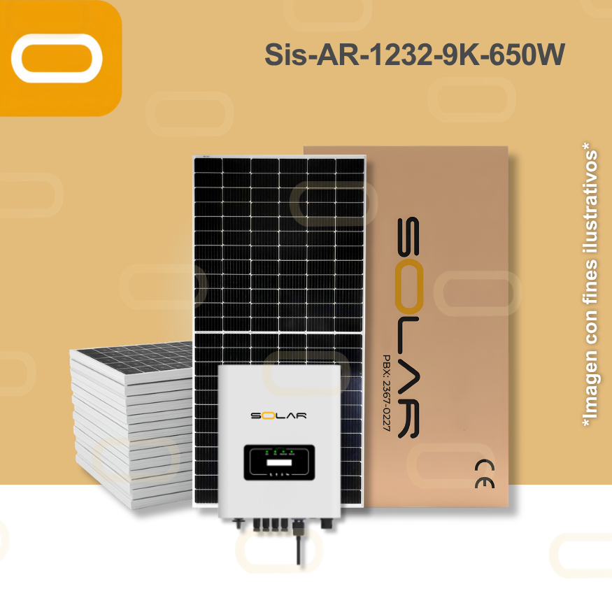 Sistema atado a la red 1232 kWh al mes / 9K - 650W