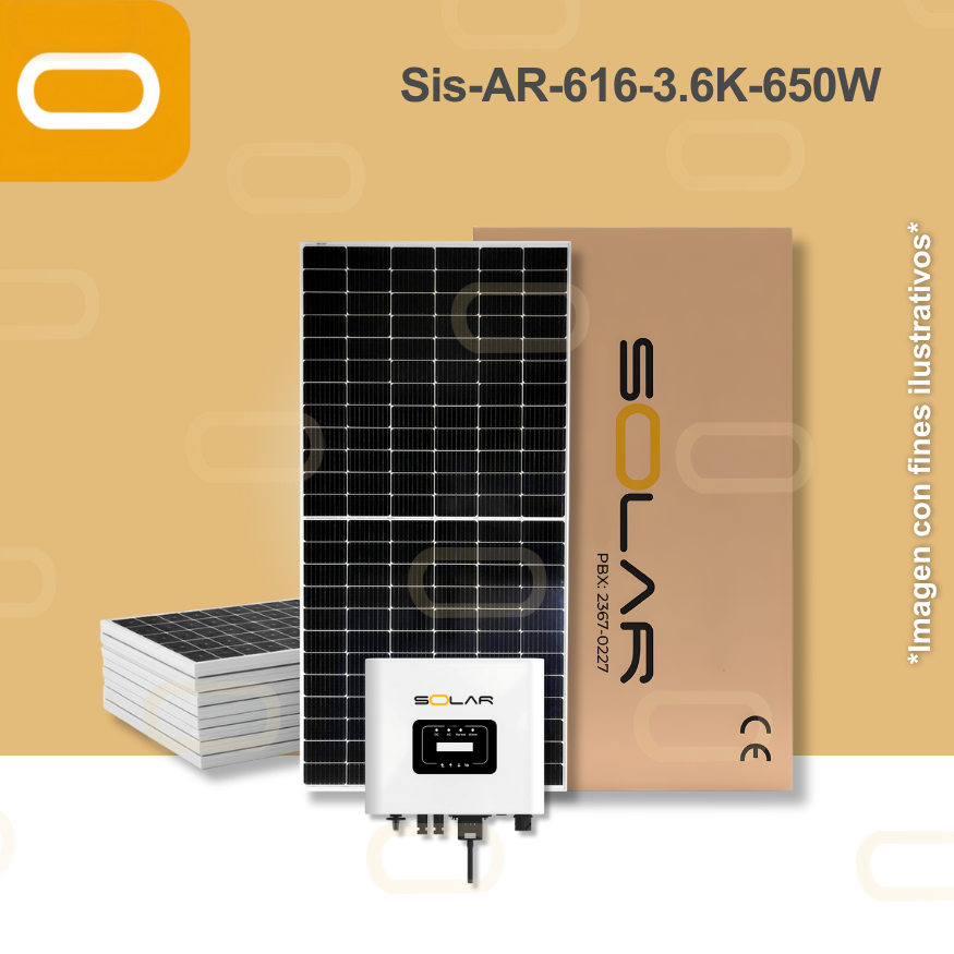 Sistema atado a la red 616 kWh al mes / 3.6K - 650W