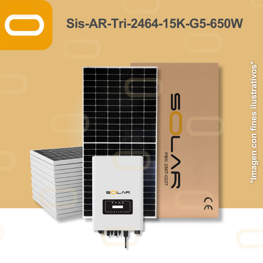 Sistema atado a la red Trifásico 2464 kWh al mes / 15K-G5-650W