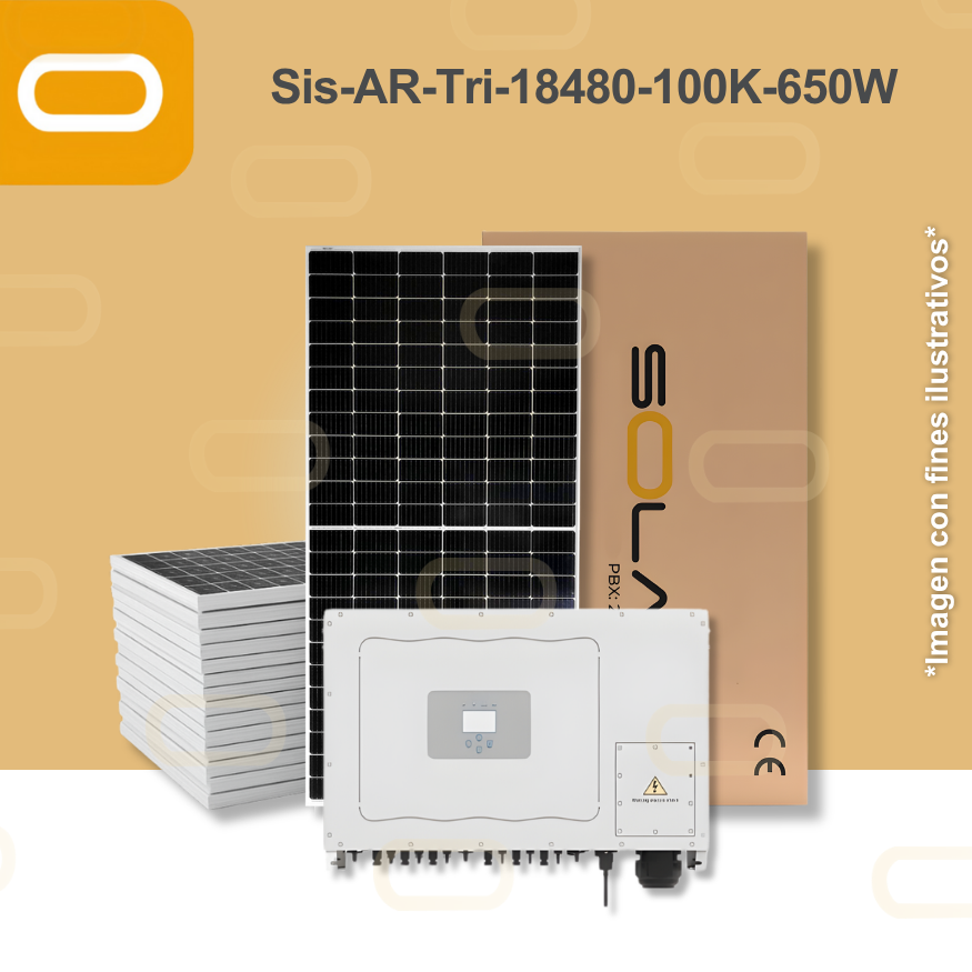Sistema atado a la red Trifásico 18480 kWh al mes / 100K-650W