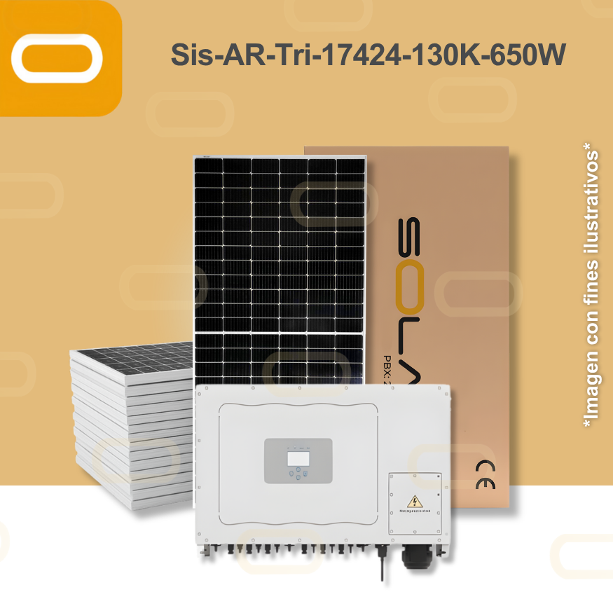Sistema atado a la red Trifásico 17424 kWh al mes / 130K-650W