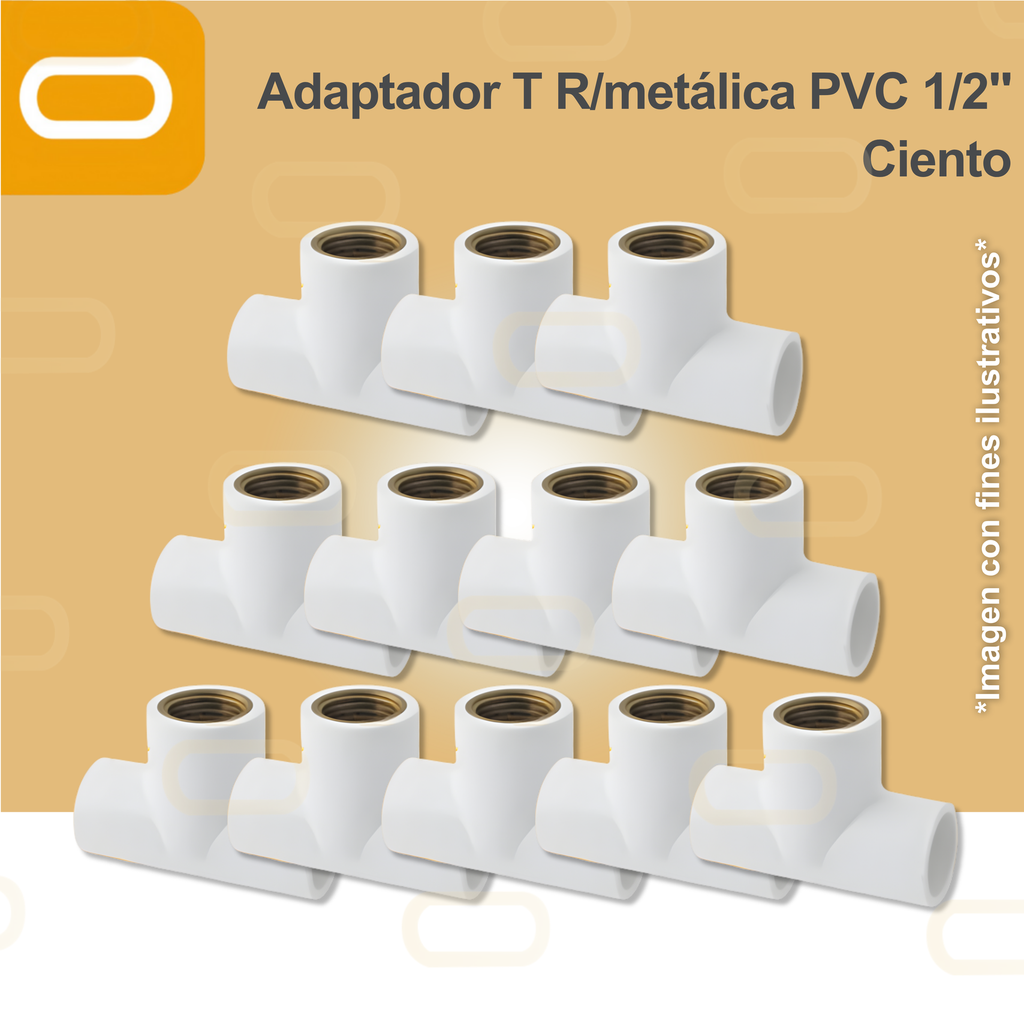 Adaptador T R/metálica PVC 1/2" Ciento