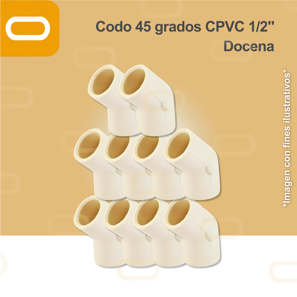 Codo 45 grados CPVC 1/2" - Docena