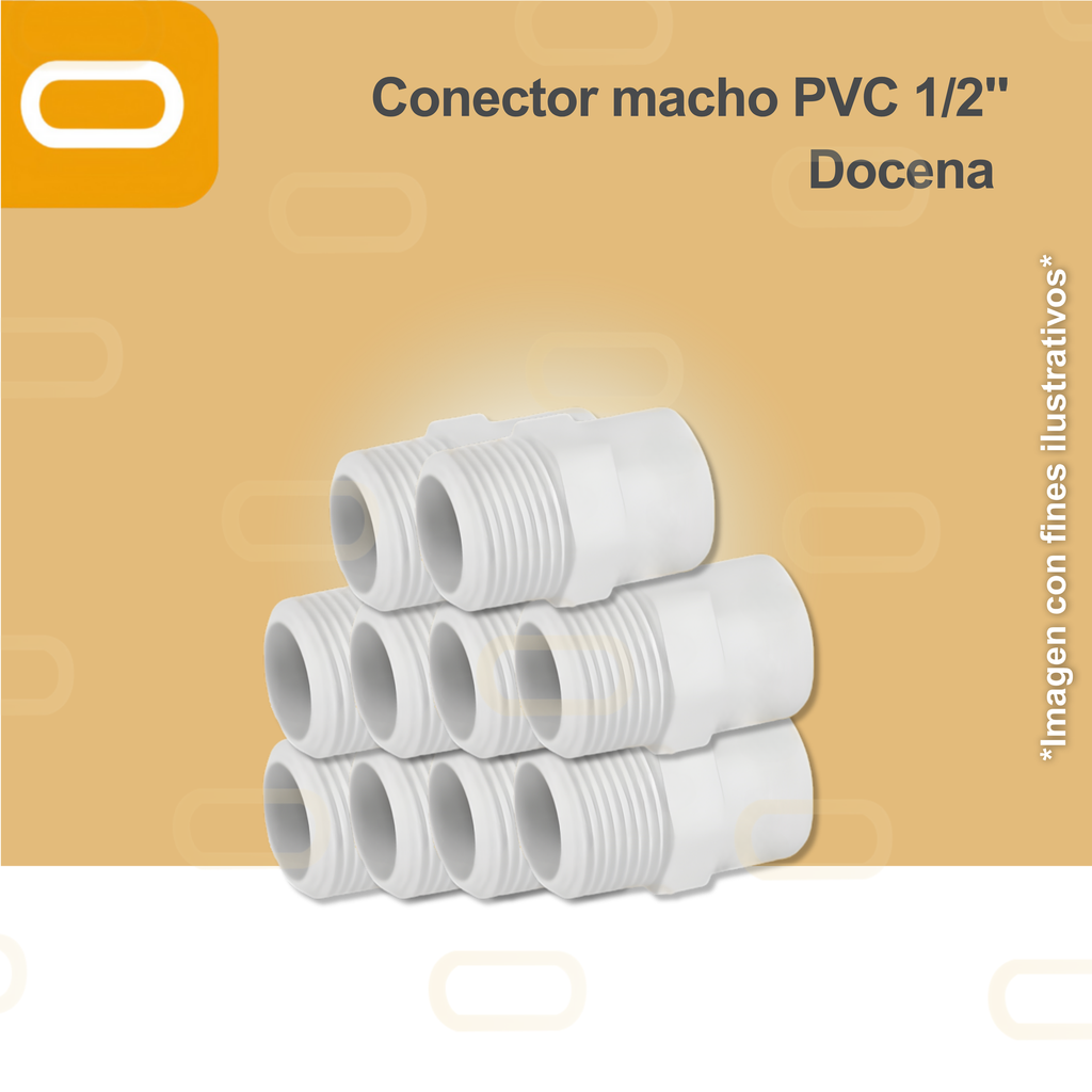 Conector macho PVC 1/2" - Docena