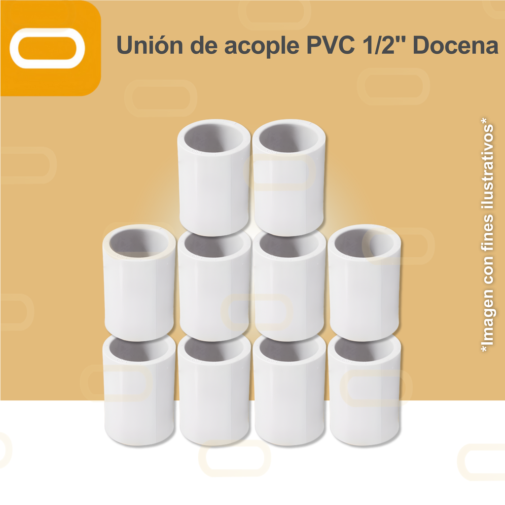 Unión de acople PVC 1/2" - Docena