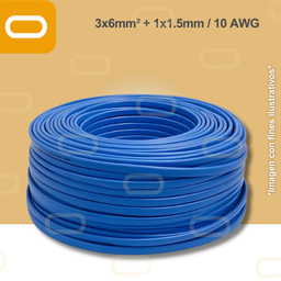 [Cable-sumergible-4x6mm] Cable Sumergible 3x6mm+1x1.5mm / 10AWG