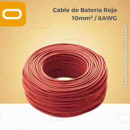 [Cable-Batería-R-10mm] Cable de Batería Rojo 10mm² / 8AWG