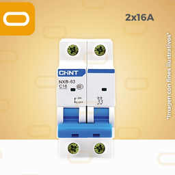 [173540-Flipón-2x16] Flipón automático AC 2X16 AMP Chint