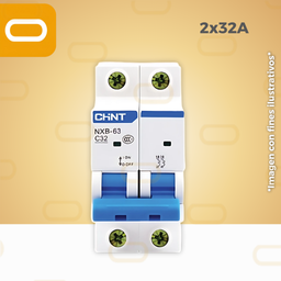 [173542-Flipón-2x32] Flipón automático AC 2X32 AMP Chint