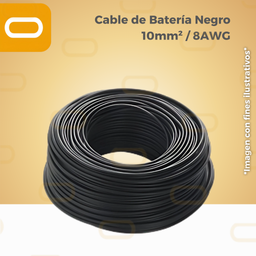[Cable-Batería-N-10mm] Cable de Batería Negro 10mm² / 8AWG