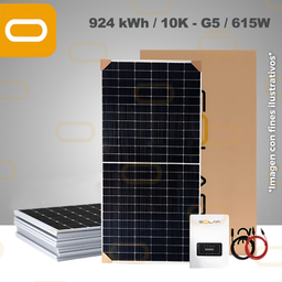 [Sis-AR-Tri-924-10K-G5-615W] Sistema atado a la red Trifásico 924 kWh al mes / 10K-G5-615W