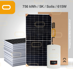 [Sis-AR-756-5K-615W SOLIS] Sistema atado a la red 756 kWh al mes / 5K-Solis-615W