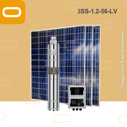 [Sis-25-004-LV-3SS-1.2-56-24-120-PP200W] Sistema Bomba Solar Sumergible 3SS-1.2-56-LV-200W