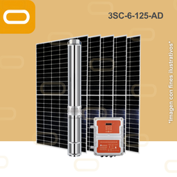[Sis-25-155-AD-3SC-6-125-180-1500-PM450W] Sistema Bomba Solar Sumergible 3SC-6-125-AD-450W