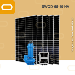 [Sis-25-403-HV-SWQD-65-10-280-2200-PM450W] Sistema Bomba Solar de Desechos sumergible SWQD-65-10-HV-450W