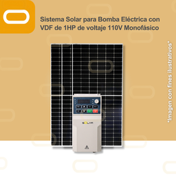 [Sis-25-002-CNT-M-SU100D-1S-0.75G-PM650W] Sistema Solar para Bomba Eléctrica con VDF de 1HP de voltaje 110V Monofásico