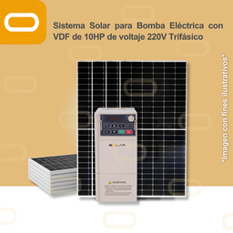 [Sis-25-015-CNT-T-SU100D-D2-7.5GB-PM650W] Sistema Solar para Bomba Eléctrica con VDF de 10HP de voltaje 220V Trifásico