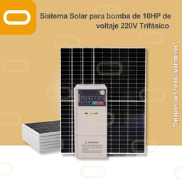 [Sis-25-015-CNT-T-SU100D-D2-7.5GB-PM650W] Sistema Solar para Bomba Eléctrica con VDF de 10HP de voltaje 220V Trifásico