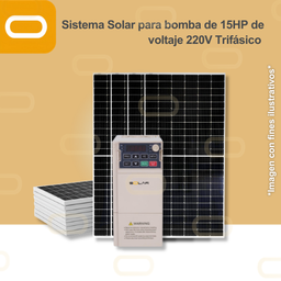 [Sis-25-016-CNT-T-SU100-D2-11GB-PM650W] Sistema Solar para Bomba Eléctrica con VDF de 15HP de voltaje 220V Trifásico