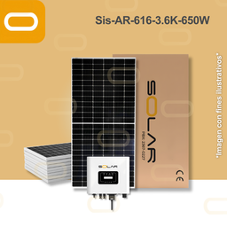 [Sis-AR-616-3.6K-650W] Sistema atado a la red 616 kWh al mes / 3.6K - 650W